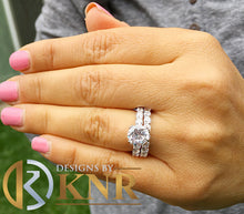 Load image into Gallery viewer, Round Cut Moissanite Engagement Ring And Matching Band Eternity Style Women's 14k Solid White Gold Bridal Set Eternity Wedding Set 6.00ctw