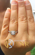 Load image into Gallery viewer, Cushion Cut Moissanite Engagement Ring And Round Cut Sides Bridal Ring Halo Style Ring 14k Solid White Gold Wedding Ring For Her 1.90ctw