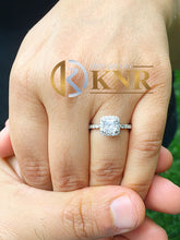 Load image into Gallery viewer, Cushion Cut Moissanite Engagement Ring And Round Cut Sides Bridal Ring Halo Style Ring 14k Solid White Gold Wedding Ring For Her 1.90ctw
