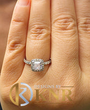 Load image into Gallery viewer, Cushion Cut Moissanite Engagement Ring And Round Cut Sides Bridal Ring Halo Style Ring 14k Solid White Gold Wedding Ring For Her 1.90ctw