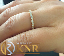 Load image into Gallery viewer, Round Cut Moissanites Band Half Eternity Anniversary Band Prong Set Engagement Ring Band 14k Solid Yellow Gold Ring Wedding Band 0.15ctw