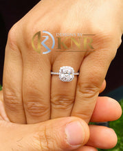 Load image into Gallery viewer, Women's Stunning 14k solid white gold cushion and Round cut diamond engagement ring halo natural diamonds bridal wedding 1.70ctw