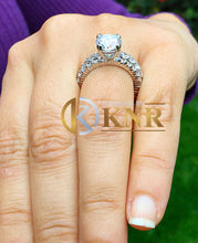 Load image into Gallery viewer, Round Cut Moissanites Engagement Ring And Matching Band Eternity Style Set In 14k Solid White Gold Bridal Ring Prong Set Wedding Ring 5.50ct