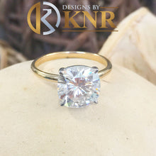Load image into Gallery viewer, Cushion Cut Moissanite Engagement Ring Solitaire Bridal Ring Prong Set Wedding Ring Minimalist Style Anniversary Ring Propose Ring 4.00ct