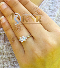 Load image into Gallery viewer, 14k solid white gold princess and round cut diamond engagement ring three stone style bridal wedding anniversary ring 1.50ctw