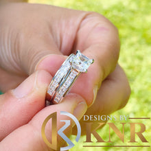 Load image into Gallery viewer, 14k Solid and Heavy white gold princess cut Natural Diamond Engagement Ring and Band Bridal Set Wedding Anniversary Propose Promise 2.85ct