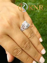 Load image into Gallery viewer, Round Cut Moissanite And Cvd Round Cut Sides Diamond Engagement Ring Double Halo Style 14k Solid White Gold Wedding Bridal Ring 2.00ctw