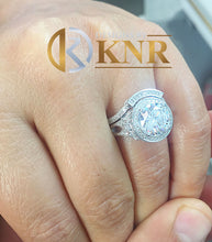 Load image into Gallery viewer, Round Cut And Diamonds Engagement Ring And Band, Wedding Bridal Set 3.00ct IGI Certified 14k Solid White Gold F-VS2
