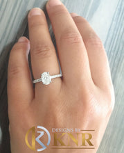 Load image into Gallery viewer, Oval Shape Center And Round Cut Sides Natural Diamond Engagement Ring Minimalist Bridal Ring 14k Solid White Gold Wedding Ring For Her 0.85