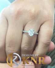 Load image into Gallery viewer, Oval Shape Center And Round Cut Sides Natural Diamond Engagement Ring Minimalist Bridal Ring 14k Solid White Gold Wedding Ring For Her 0.85