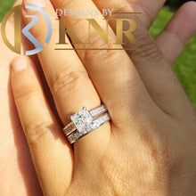 Load image into Gallery viewer, IGI Certified Princess Cut Diamond Engagement Ring and Matching Band Bridal Set 14k Solid and Heavy White Gold Wedding Set 2.85ct F-VS2