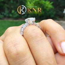 Load image into Gallery viewer, Eternity Style Oval Cut Moissanite And Round Cut Sides In 14k Solid White Gold Engagement Ring And Matching Band Wedding Bridal Ring 7.50ctw