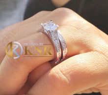 Load image into Gallery viewer, IGI Certified Round Cut Diamonds Engagement Ring And Matching Band Bridal Set Channel Set Wedding Rings 14k Solid White Gold 3.20ctw F-VS2