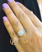 Load image into Gallery viewer, Cushion Cut And Round Cut Diamond Engagement Ring And Band Twisted Shank IGI Certified 14k White Gold Wedding Set Halo Bridal Set 3.00ctw