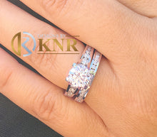 Load image into Gallery viewer, Round Cut Moissanite Engagement Ring And Matching Band Bridal Ring Women's Wedding Set Ring And Band For Her 14k Solid White Gold 3.50ctw