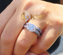 Load image into Gallery viewer, Round Cut Moissanite Engagement Ring And Matching Band Bridal Ring Women's Wedding Set Ring And Band For Her 14k Solid White Gold 3.50ctw