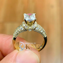 Load image into Gallery viewer, Princess Cut And Round Cut Sides Natural Diamond Engagement Ring Filigree Wedding Ring Prong Set Bridal Ring 14K Solid Yellow Gold 1.70ctw