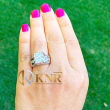 Load image into Gallery viewer, Cushion Cut Moissanite And cvd Round Cut Side Diamond Engagement Ring 14k Solid And Heavy Rose And White Gold Wedding Ring 6.50ctw