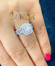 Load image into Gallery viewer, Big 14k solid and heavy white gold round cut and natural diamonds engagement ring and band, wedding, bridal set, propose, 1.75ctw
