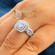 Load image into Gallery viewer, Big 14k solid and heavy white gold round cut and natural diamonds engagement ring and band, wedding, bridal set, propose, 1.75ctw