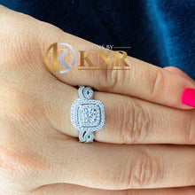 Load image into Gallery viewer, Big 14k solid and heavy white gold round cut and natural diamonds engagement ring and band, wedding, bridal set, propose, 1.75ctw