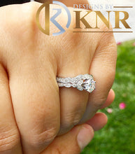 Load image into Gallery viewer, Round Cut Natural Diamond Engagement Ring And Matching Band Antique Style Bridal Set Filigree Wedding Set For Her 14k Solid White Gold 0.75