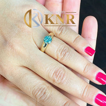 Load image into Gallery viewer, Round Cut Natural Blue Topaz Engagement Ring Tension Set Style Wedding Ring Solitaire In 14K Solid Yellow Gold Bridal Ring For Her 1.50ct