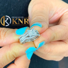 Load image into Gallery viewer, Princess Cut And Round Cut Natural Diamond Engagement Ring And Two Matching Band Bridal Ring Set Prong Set Propose Wedding Set 1.25ctw