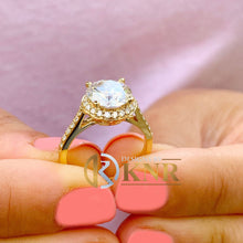 Load image into Gallery viewer, Round Cut Diamond Engagement Ring Halo Style Wedding Ring IGI Certified 14K Solid Yellow Gold Prong Set Bridal Ring For Her 3.50ctw G-VS2