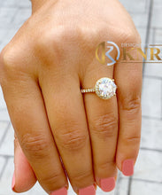 Load image into Gallery viewer, Round Cut Diamond Engagement Ring Halo Style Wedding Ring IGI Certified 14K Solid Yellow Gold Prong Set Bridal Ring For Her 3.50ctw G-VS2