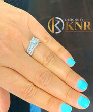 Load image into Gallery viewer, Princess Cut And Round Cut Natural Diamond Engagement Ring And Two Matching Band Bridal Ring Set Prong Set Propose Wedding Set 1.25ctw
