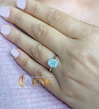 Load image into Gallery viewer, GIA Certified Oval Shape and Round Cut Sides Natural Diamond Engagement Ring 14k Solid White Gold Wedding Ring Halo Ring Bridal Ring 0.90ctw