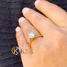 Load image into Gallery viewer, Cathedral Four Prong Setting Round Cut Natural Diamonds Engagement Solitaire Ring Minimalist Weddig Ring For Her 14K Solid Yellow Gold 0.80
