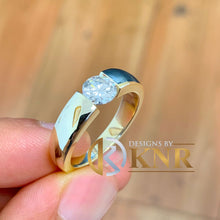Load image into Gallery viewer, Round Cut Moissanite Engagement Ring Tension Set Solitaire Set In 14k Solid And Heavy Yellow Gold Wedding Ring Women's Bridal Ring 1.00ctw