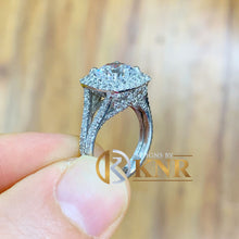 Load image into Gallery viewer, Round Cut Moissanite Engagement Ring Set In 14k Solid White Gold Wedding Ring Double Halo Bridal Ring Split Shank Halo Ring For Her 3.00ctw