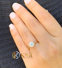 Load image into Gallery viewer, Cathedral Four Prong Setting Round Cut Natural Diamonds Engagement Solitaire Ring Minimalist Weddig Ring For Her 14K Solid Yellow Gold 0.80