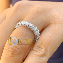Load image into Gallery viewer, Princess and Round Cut Moissanite Eternity Band Three Sided Style Set In 14K Solid White Gold Anniversary Band Women's Wedding Band 4.00ctw