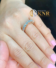 Load image into Gallery viewer, Round Cut Moissanite Eternity Band Bridal Anniversary Band Set In 14k Solid Rose Gold Wedding band Prong Set Engagement Band 4mm Each 5.00ct