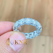 Load image into Gallery viewer, Round Cut Moissanite Eternity Band Three sided Styel Set In 14K Solid White Gold Bridal Band Deco Style Eternity Wedding Band 5.0mm 7.00ctw