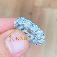 Load image into Gallery viewer, Round Cut Moissanite Eternity Band Three sided Styel Set In 14K Solid White Gold Bridal Band Deco Style Eternity Wedding Band 5.0mm 7.00ctw