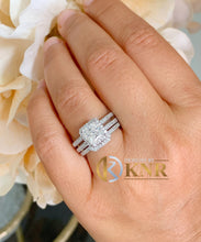 Load image into Gallery viewer, Princess Cut And Round Cut Sides Diamond Engagement Ring And Band Bridal Wedding Halo IGI Certified 14K Solid And Heavy White Gold 2.50ctw