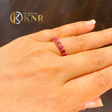 Load image into Gallery viewer, Round Cut Ruby Eternity Band Set In 14K Solid Yellow Gold Wedding Band Prong Set Anniversary Band Women's Bridal Ruby Band Gift 4.00ctw