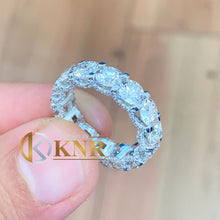 Load image into Gallery viewer, Round Cut Moissanite Eternity Band Three sided Styel Set In 14K Solid White Gold Bridal Band Deco Style Eternity Wedding Band 5.0mm 7.00ctw