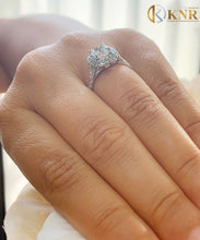 Load image into Gallery viewer, Cushion Cut Moissanite and Round Cut Sides Cvd Diamond Engagement Ring Split Shank Style Double Halo Wedding Ring Halo Bridal Ring 1.80