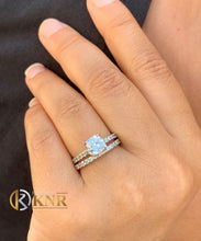 Load image into Gallery viewer, Cushion Cut Moissanite and Round Cut Sides Natural Diamond Engagement Ring And Matching Band Set In 14k Solid White Gold Halo Style 1.90ctw
