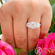 Load image into Gallery viewer, IGI Certified 14k Solid White Gold Asscher Cut Round And Trapezoids Diamond Engagement Ring Halo Wedding bridal Ring For Her 2.50ctw F-VS2