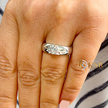 Load image into Gallery viewer, Round Cut Moissanite Semi Bezel Set Engagement Ring Solitaire Set In 14K Solid And Heavy White Gold Wedding Ring Women's Bridal Ring 0.90ct