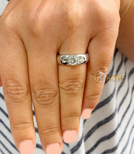 Load image into Gallery viewer, Round Cut Moissanite Semi Bezel Set Solitaire Engagement Ring Set In 14K Solid And Heavy White Gold Wedding Ring Women's Bridal Ring 1.25ct