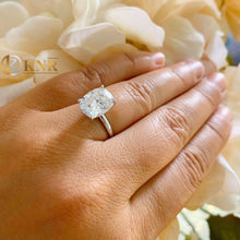 Load image into Gallery viewer, Elongated Cushion Cut Moissanite Engagement Ring Solitaire Bridal Ring Four Prong Set Minimalist Wedding Ring In 14k Solid White Gold 4.00ct