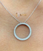 Load image into Gallery viewer, Round Cut Natural Diamonds Necklace Set In 14K Solid White Gold Pendent And Chain Circle Of Love Life Bridal Wedding Anniversary Gift 0.65ct